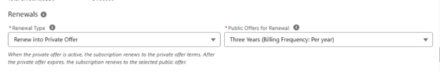 Configuring renewal type and the public offer for renewal Salesforce View